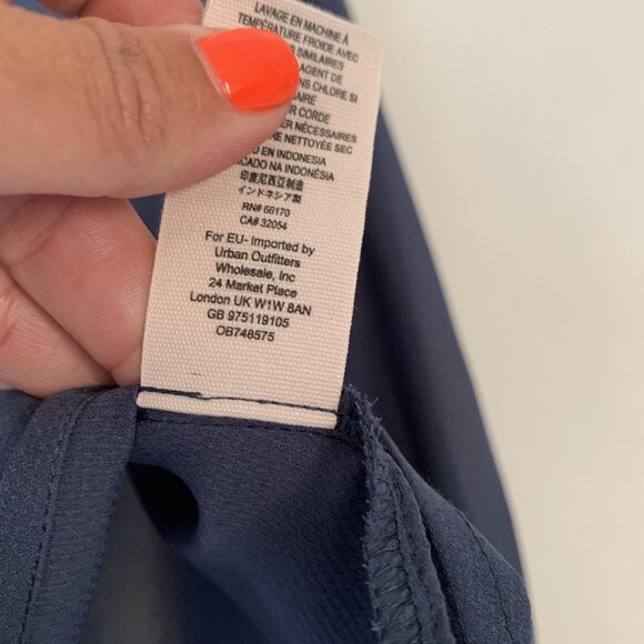 Free People Long Sleeve Button-Up Sheer Blouse Size M Blue Western - Picture 5 of 7